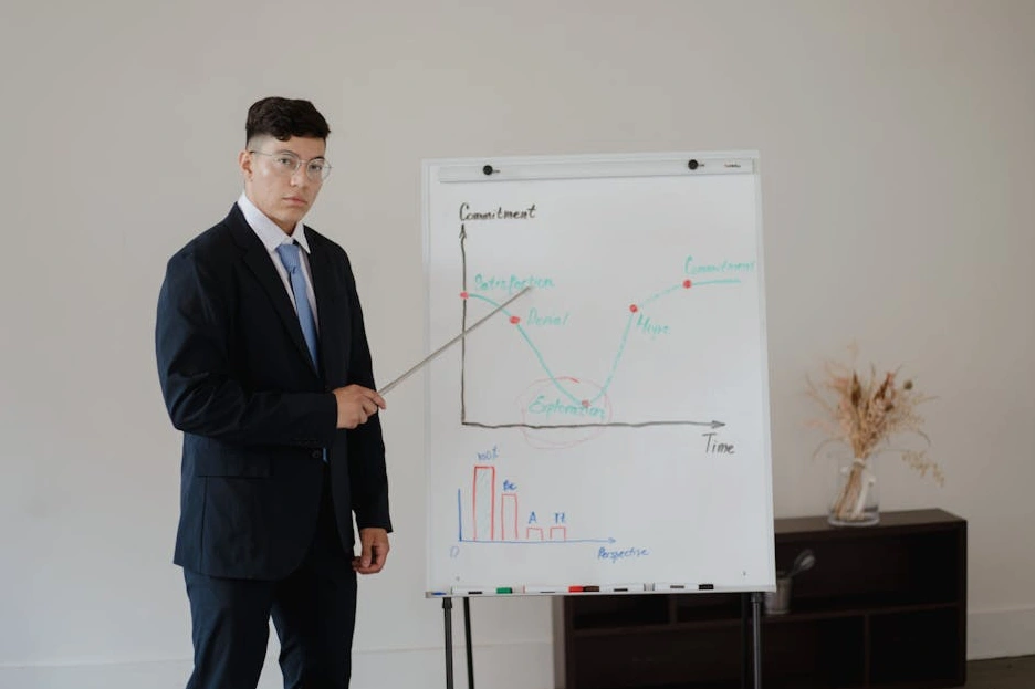 Eleganckie biuro z analitykami dyskutującymi nad wykresami